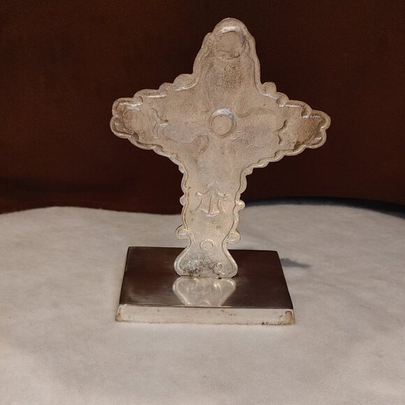 Ornate Silver Cross Floral Swirl Red Jewel Christmas Stocking Hanger - Picture 2 of 6